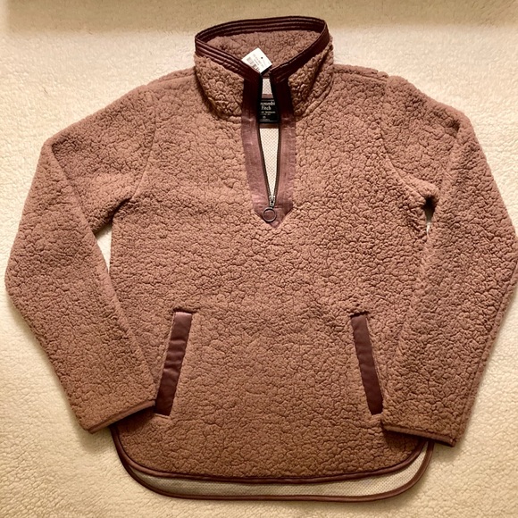 Abercrombie & Fitch Sherpa Pull-Over Quarter-Zip - Picture 1 of 4